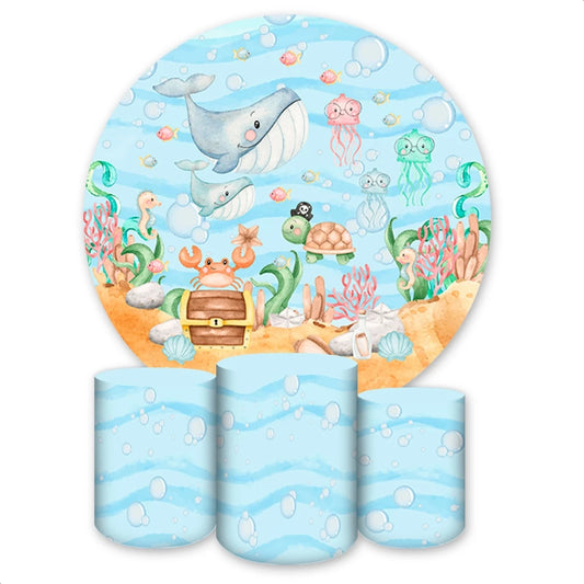Ocean Whale Party Backdrop Underwater Baby Shower Decor
