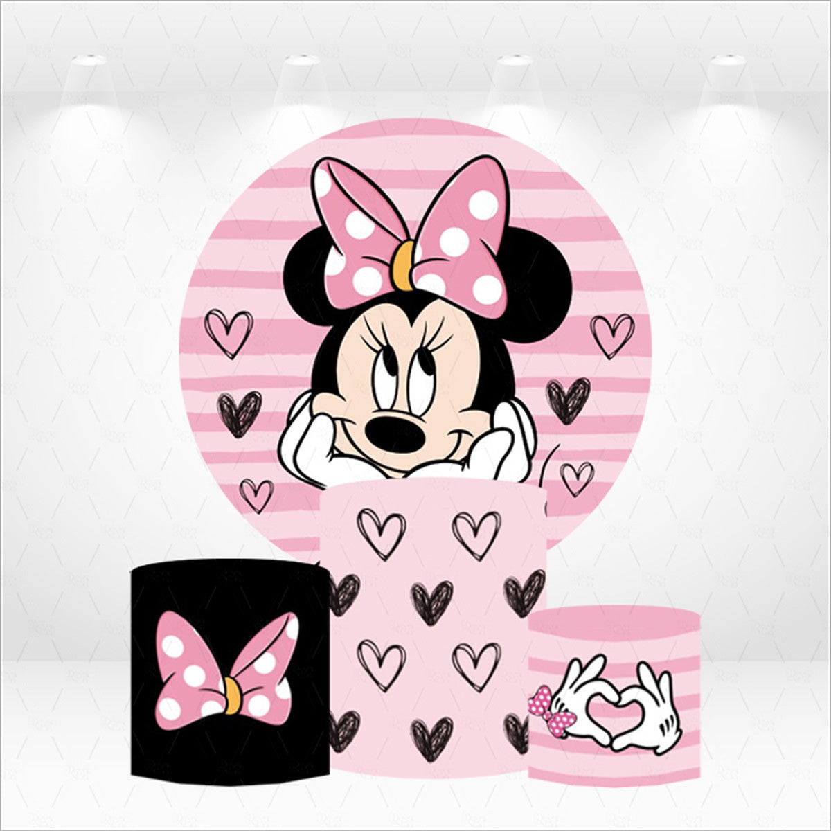 Ružičasto prugasto srce Miš za djevojčice Rođendanska zabava Okrugli krug Navlake za postolje