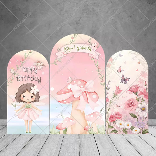 Pastel Flower Butterfly Theme Arch Backdrop