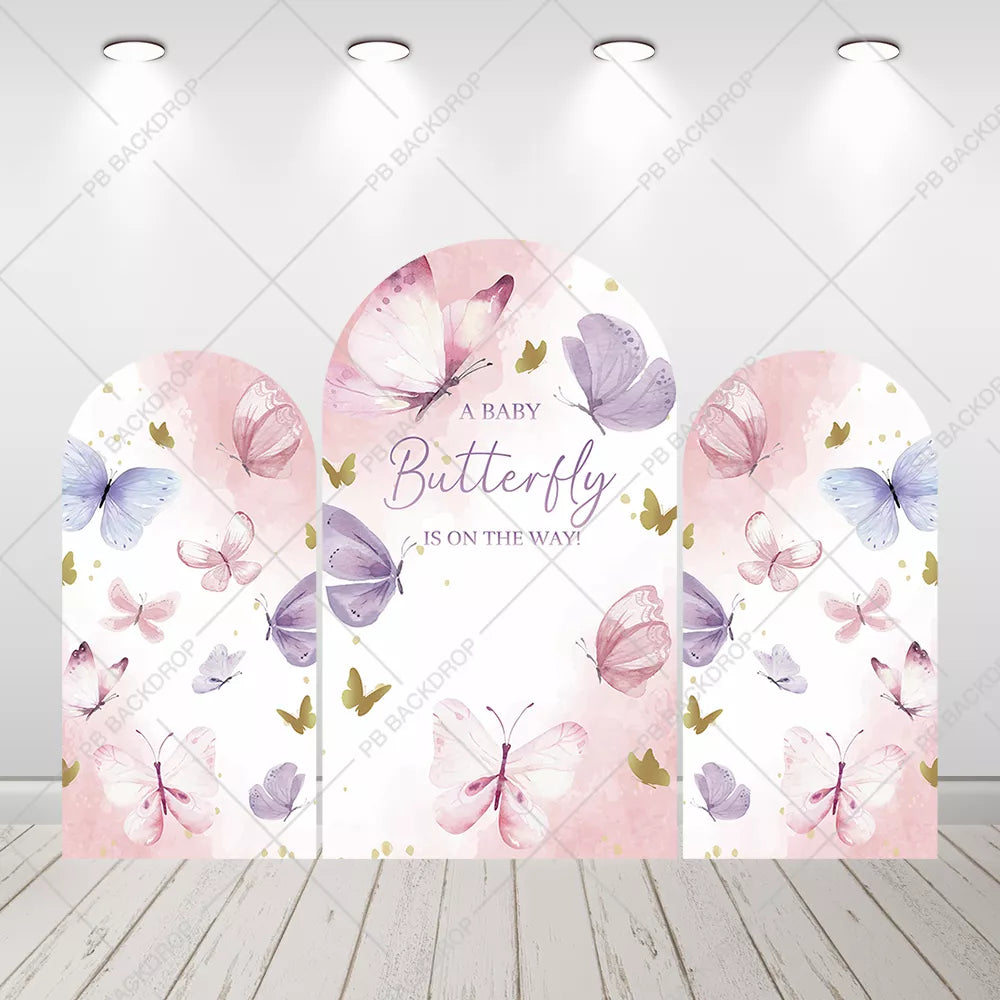 Pastel Watercolor Butterfly Baby Shower Backdrop