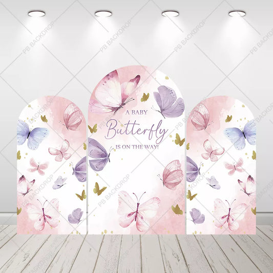 Pastel Watercolor Butterfly Baby Shower Backdrop
