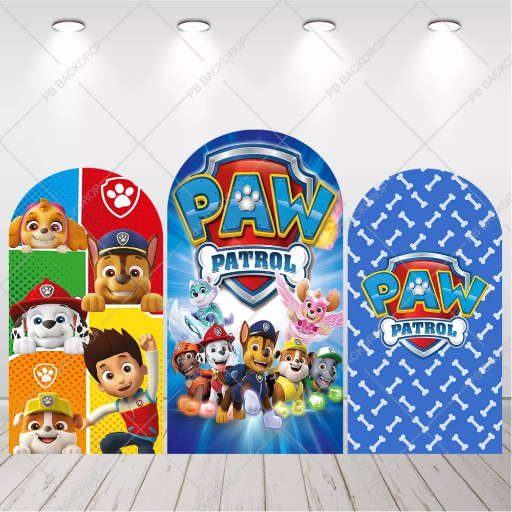 Paw Patrol Arch Backdrop Ryder All Pups Kids Birthday Party Arched Background