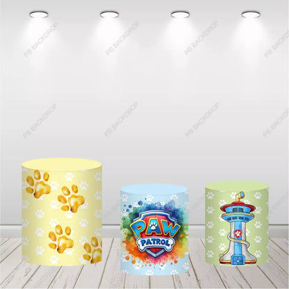 Paw Patrol Round Backdrop Kids Birthday Party Photo Background Cake Table Banner