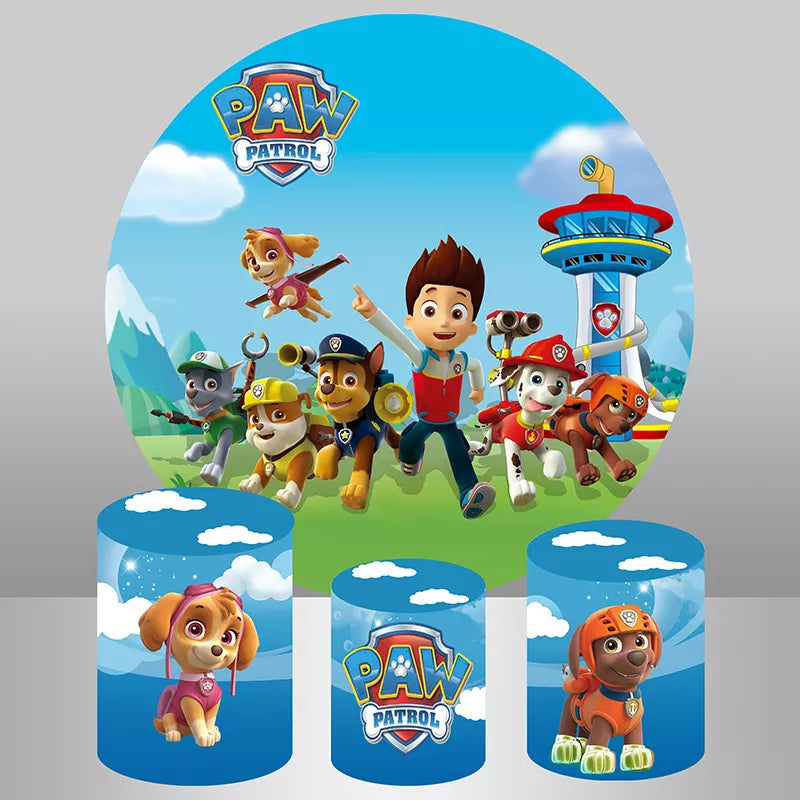 Paw Patrol Ryder Circle Backdrop Boys Birthday Party Dessert Table Decoration