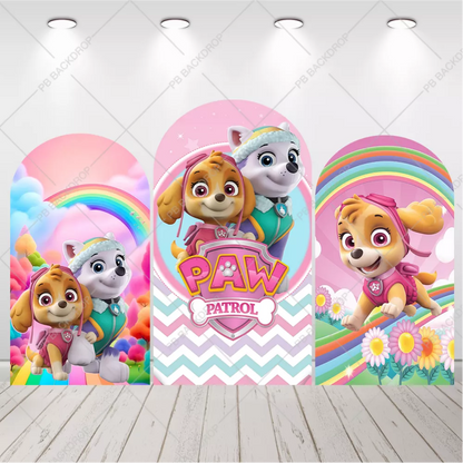 Paw Patrol Skye Everest Rainbow Arch Backdrop Pink Girls Birthday Party Banners