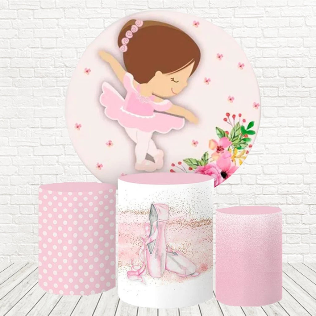 Pink Ballerina Girl Birthday Backdrop