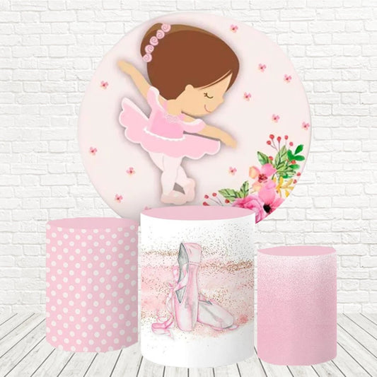Pink Ballerina Girl Birthday Backdrop