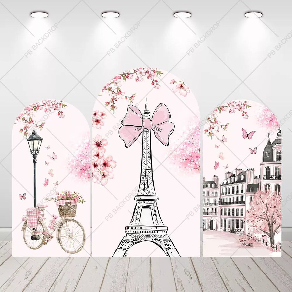 Pink Paris Girls Birthday Backdrop Set
