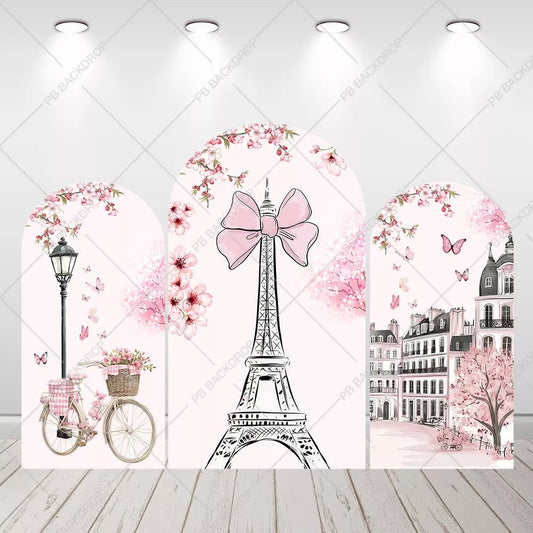 Pink Paris Girls Birthday Backdrop Set
