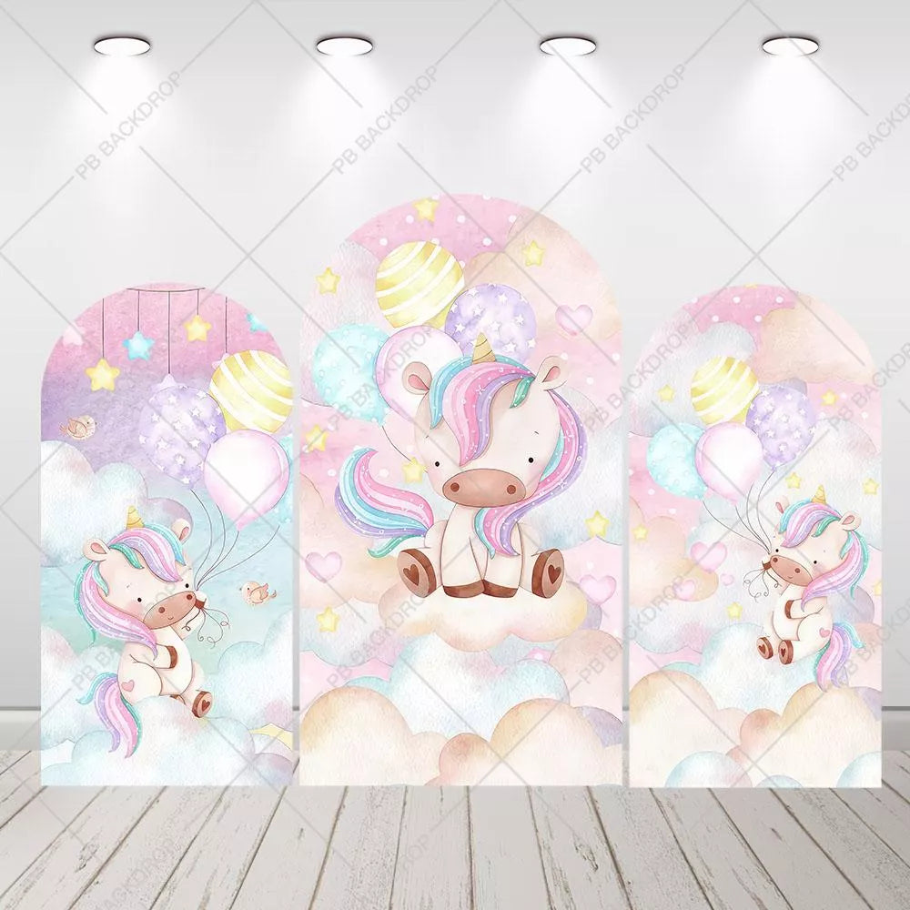 Pink Rainbow Unicorn Baby Shower Arch Photo Backdrop