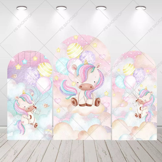 Pink Rainbow Unicorn Baby Shower Arch Photo Backdrop