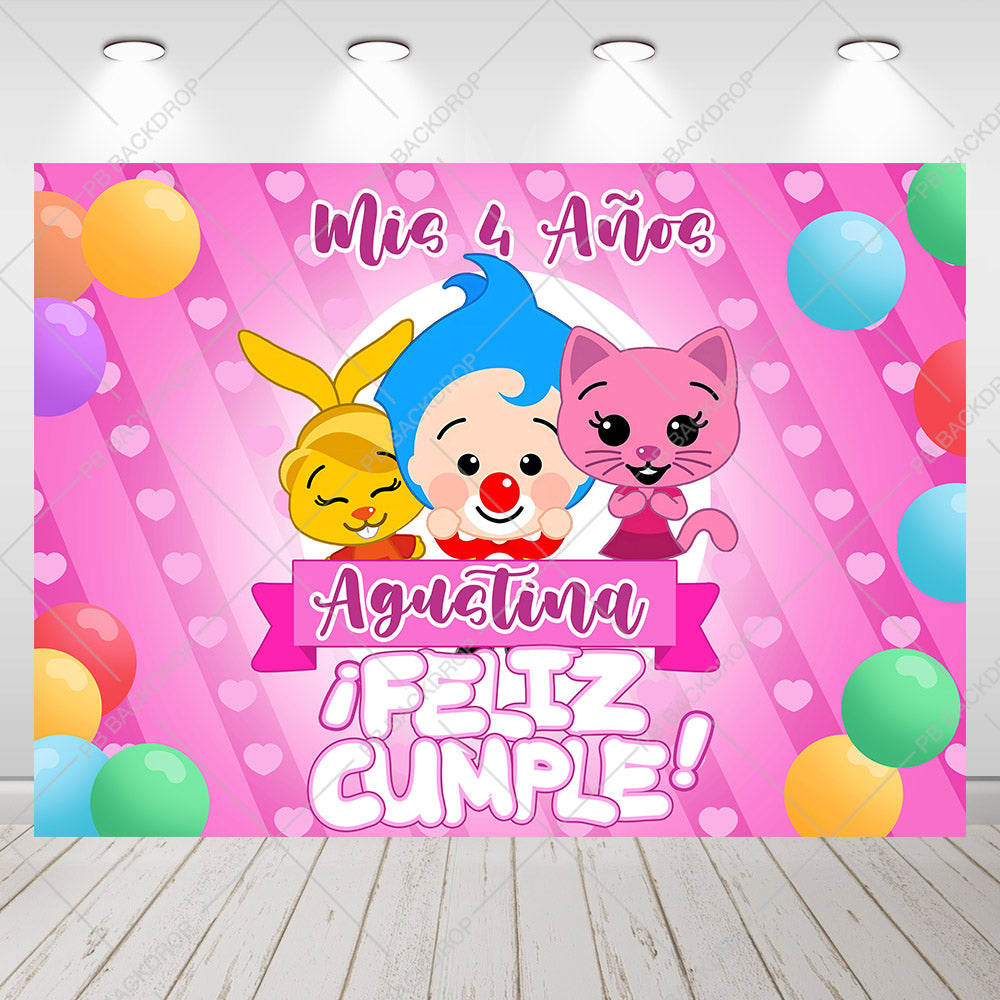 Plim Plim Rabbit Cat Birthday Backdrop Party Decor