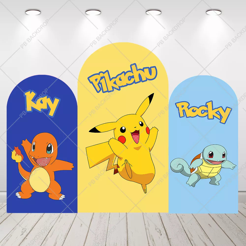 Pokemon Arch Photography Background Custom Boy's Birthday Party Decoration Banner Portrait Photo Shoot Props