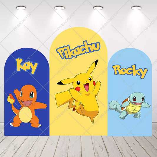 Pokemon Arch Photography Background Custom Boy's Birthday Party Decoration Banner Portrait Photo Shoot Props