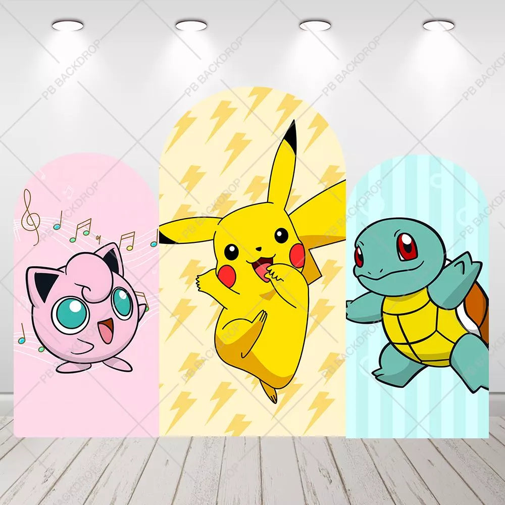 Pokemon Pikachu Arch Covers Photo Backdrop Kids Birthday Party Baby Shower Photo Background
