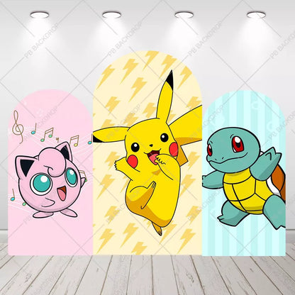 Pokemon Pikachu Arch Covers Photo Backdrop Kids Birthday Party Baby Shower Photo Background
