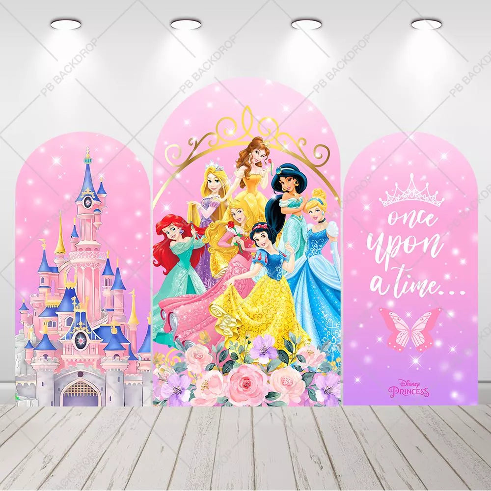 Princess Arch Backdrop Pink Castle Once Upon A Time Girls Birthday Baby Shower Party Decor