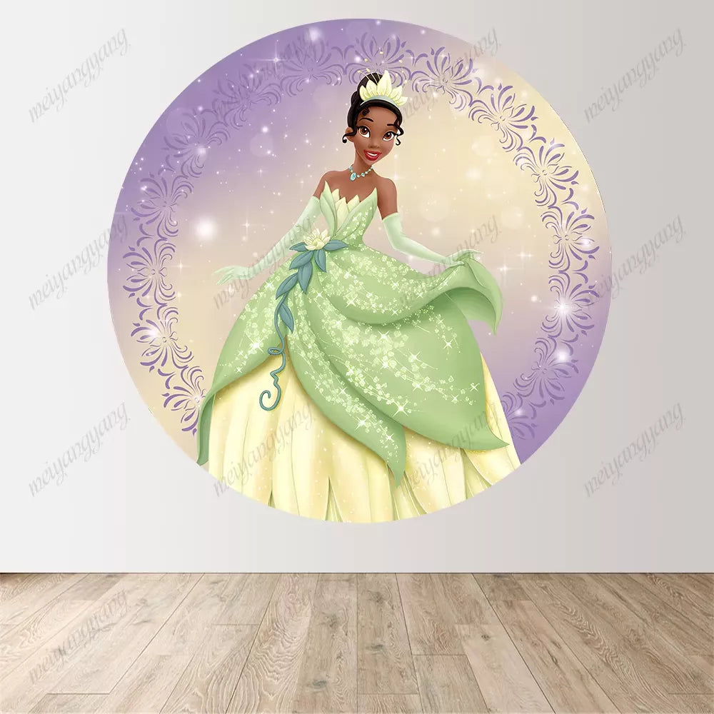 Princess Tiana and Frog Round Circle Backdrop Girls Birthday Party Decoration