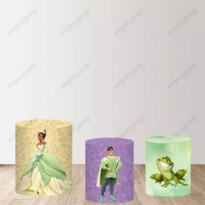 Princess Tiana and Frog Round Circle Backdrop Girls Birthday Party Decoration