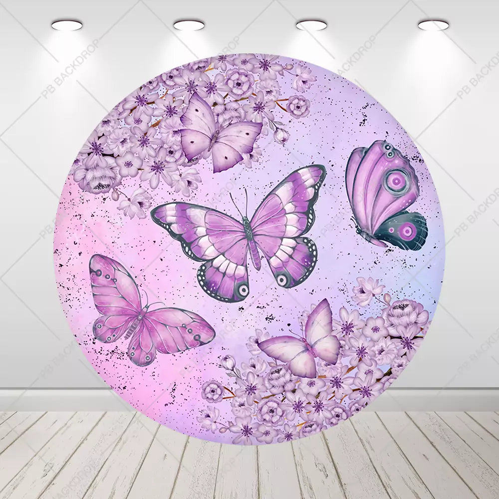 Banner Compleanno Farfalle Floreale – Rosa E Viola, Glitter, HAPPY BIRTHDAY