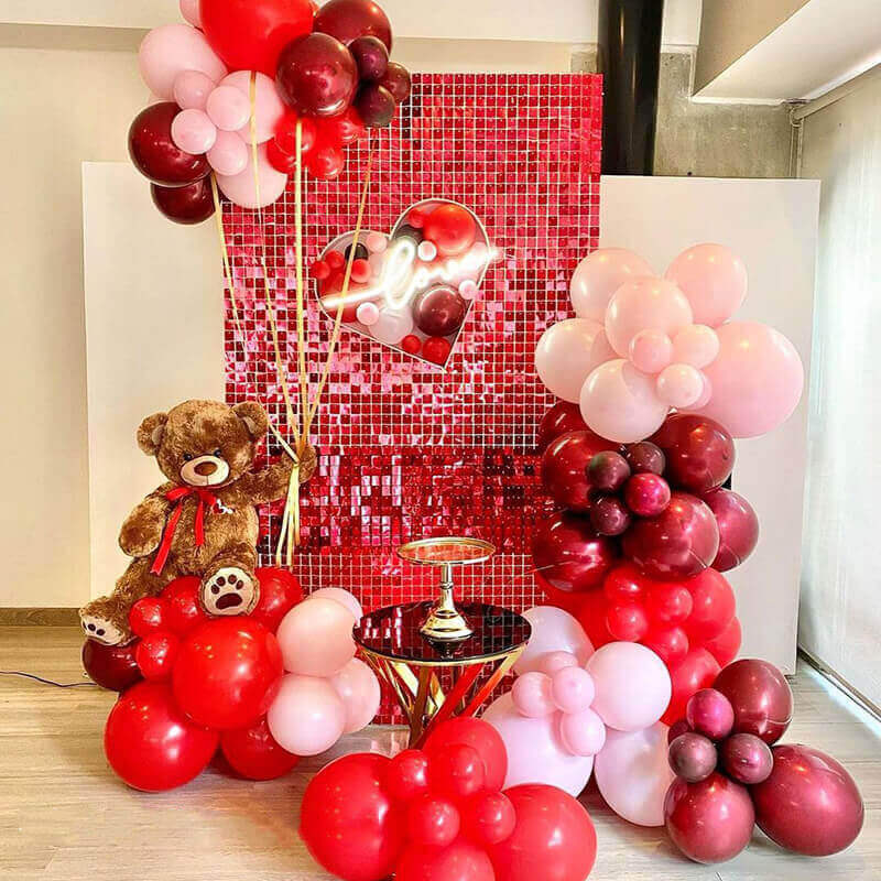 Red Shimmer Wall Panels For Engagement Event Party Decor Wedding Backdrop Advertising Sign
