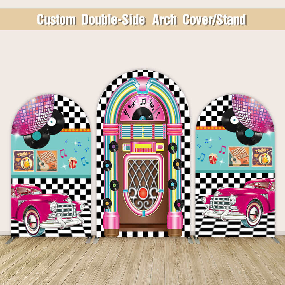 Retro Fun Backdrop 50's Theme Rock and Roll Party Decorations Arch Backdrop – webackdrops