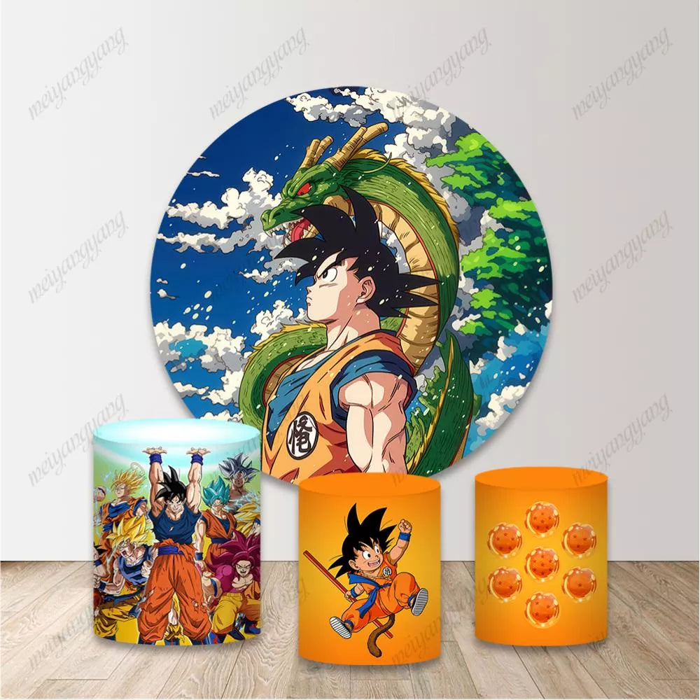 Round Backdrop Cover Goku Dragon Ball Birthday Party Banner Background