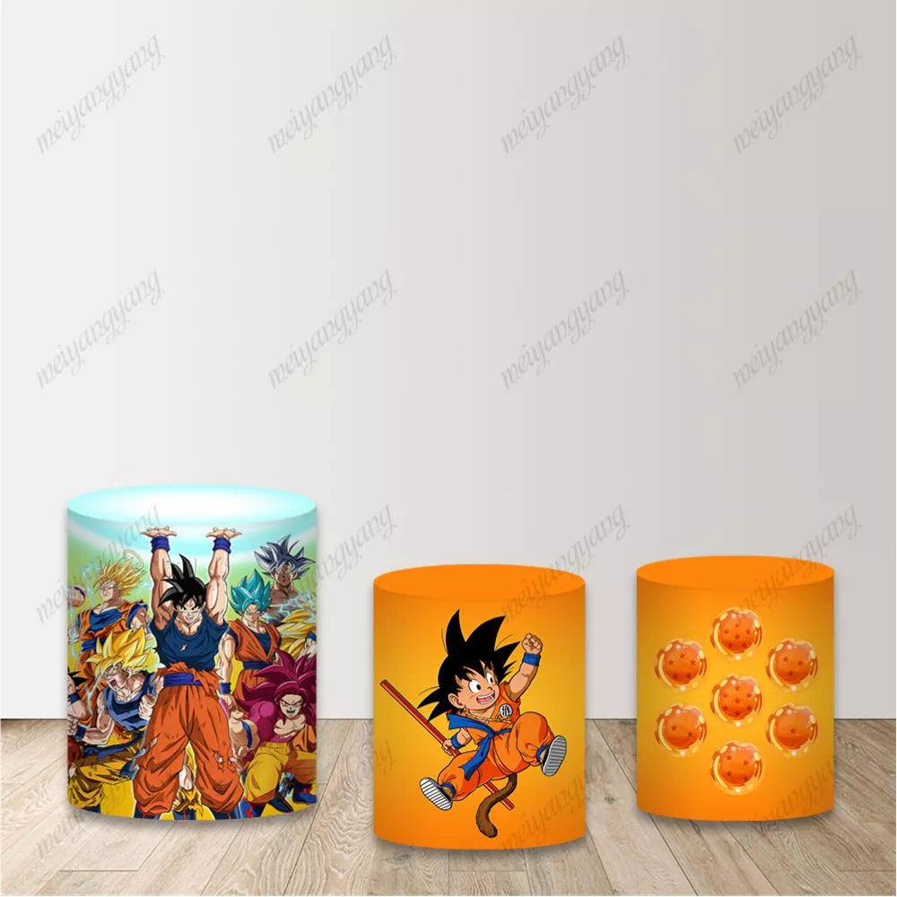 Round Backdrop Cover Goku Dragon Ball Birthday Party Banner Background