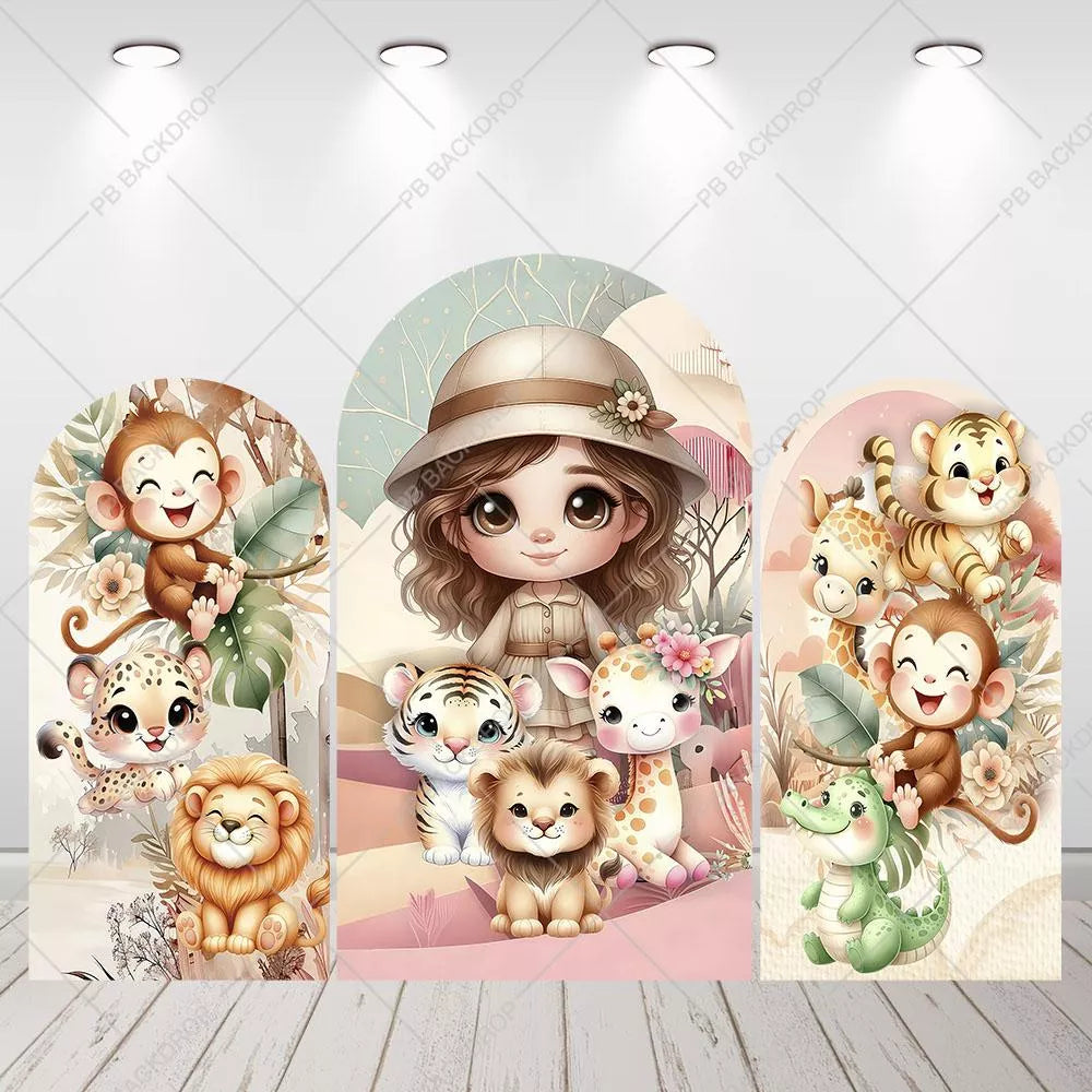 Safari Baby Animals Birthday Party Arch Backdrop