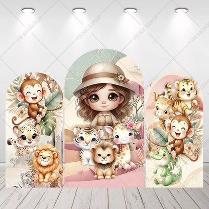 Safari Baby Animals Birthday Party Arch Backdrop