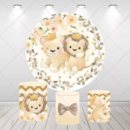 Safari Lion Birthday Photo Round Backdrop