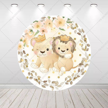 Safari Lion Birthday Photo Round Backdrop