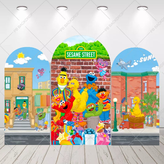 Sesame Street Group Arch Backdrop Kids Birthday