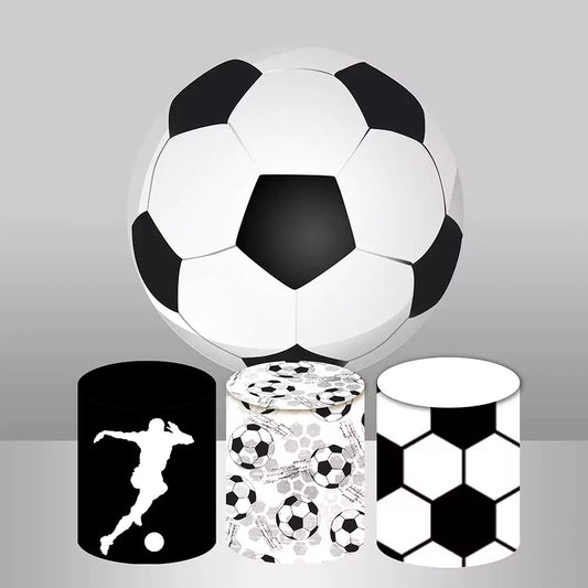 Soccer Ball Round Backdrop and 3 Cylinder Covers
