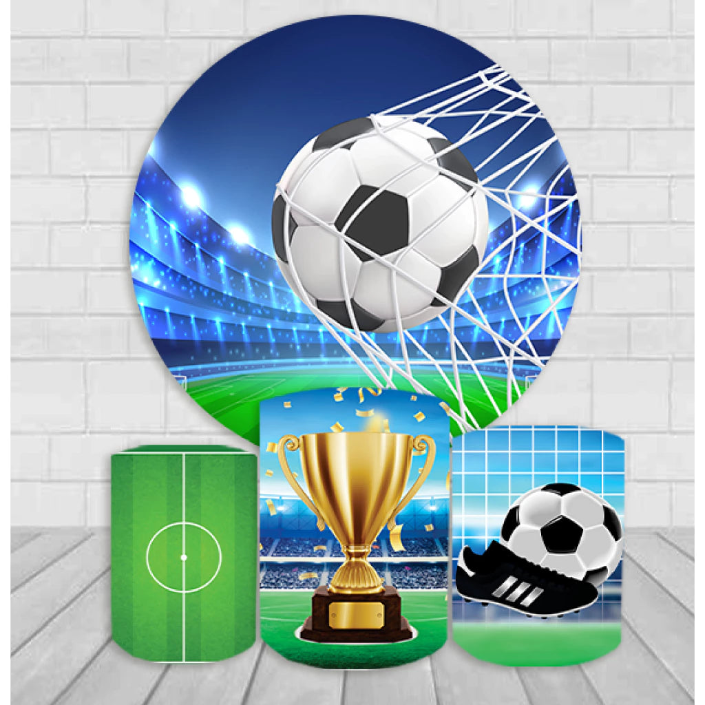 Soccer Birthday Round Backdrop Football Party Decoration