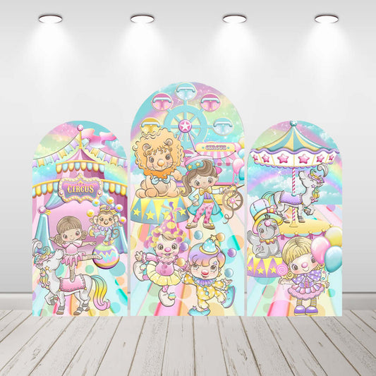 Cirkuske lučne pozadine s vrtuljkom za rođendansku zabavu za djevojčice Baby Shower Chiara zidne presvlake
