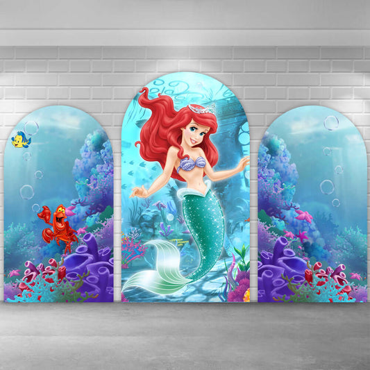 Under Sea Mermaid Girls Birthday Party Arch Backdrop Cover Chiara Background