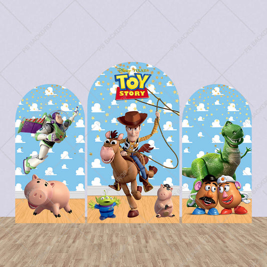 Toy Story jongens verjaardag boog achtergrond baby shower Chiara muur gebogen achtergrond