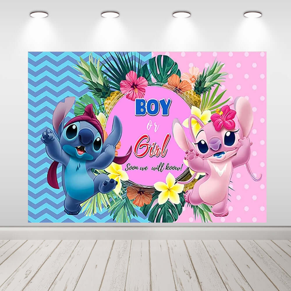 Lilo & Stitch Gender Reveal Achtergrond Baby Douche Fotografie Achtergrond