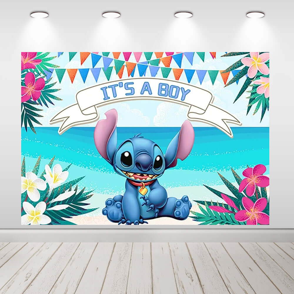 Summer Hawaiian Aloha Backdrop Stitch Birthday Party Baby Shower Banner