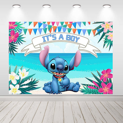 Summer Hawaiian Aloha Backdrop Stitch Bursdagsfest Baby Shower Banner
