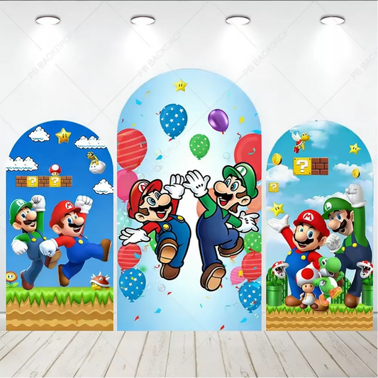 Super Mario Brothers Arch Backdrop Kids Birthday Party Decoration