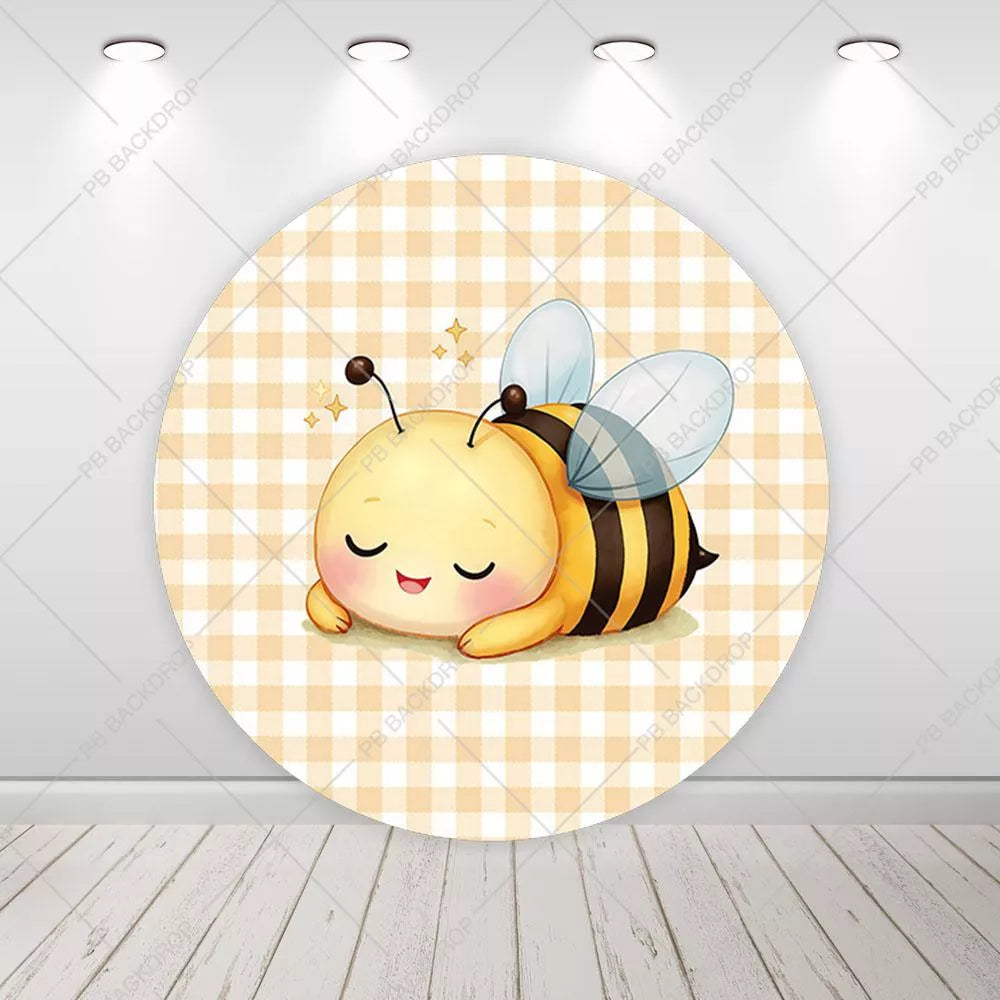 Sweet Little Bee Birthday Photo Round Backdrop