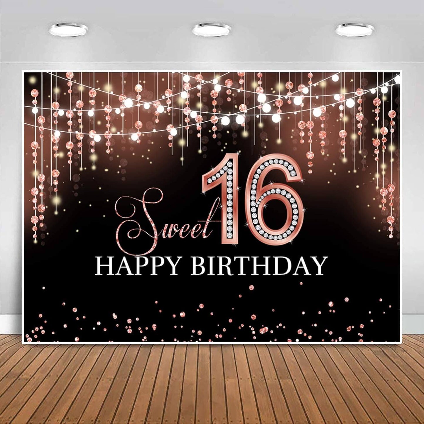 Sweet 16 Birthday Party Backdrop Rose Gold Princess Sweet Sixteen Photography Background