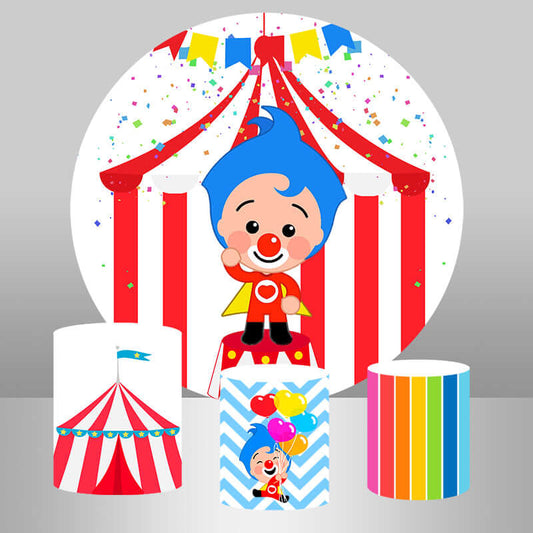 Dessin animé Plim Plim cirque enfants fête d'anniversaire cercle rond toile de fond