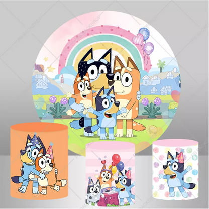 The Bluey Round Backdrop Kid 1st Birthday Party Decor