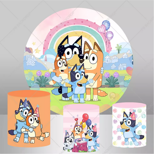 The Bluey Round Backdrop Kid 1st Birthday Party Decor