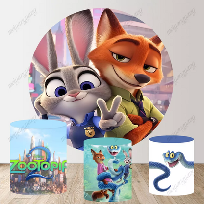 The Zootopia Birthday Party Photo Background Baby Shower Round Photo Backdrop