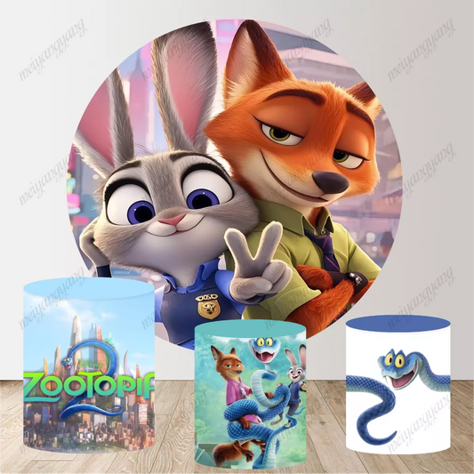 The Zootopia Birthday Party Photo Background Baby Shower Round Photo Backdrop