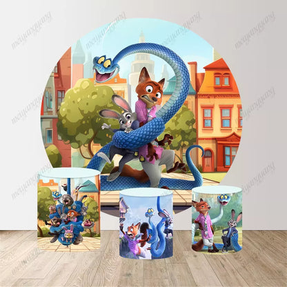 The Zootopia Round Backdrop Kids Birthday Party Baby Shower Photography Background